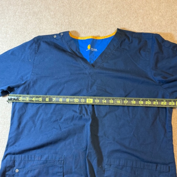 Carhartt Scrub Shirt Top Womens XLarge Navy Force V Neck 2 Pocket RA Nurse - Picture 5 of 7